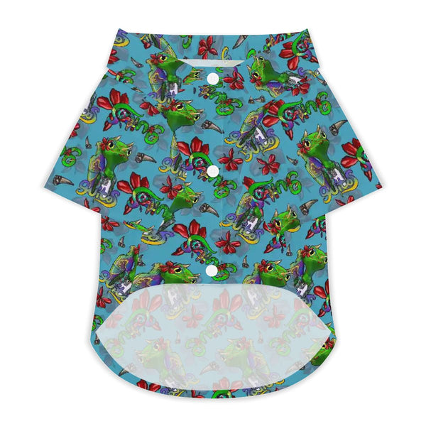 guitos Nalu Pet Dog Hawaiian Shirt Tropical Surf Gecko Summer Beach Attire