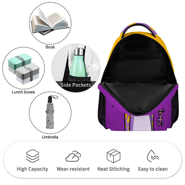 guitos™ Max Artist Paint Palette Gecko Kids Elementary Middle School Backpack Bookbag (Purple/Yellow)
