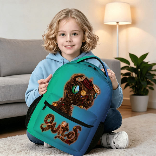 guitos™ Stash Chocolate Cookie Candy Sweets Gecko Kids Elementary Middle School Backpack Bookbag (Teal/Blue)