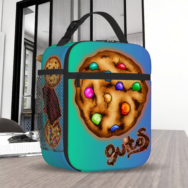 guitos™ Stash Chocolate Cookie Candy Sweets Gecko Kids Elementary Middle School Insulated Lunch Bag Box (Teal/Blue)