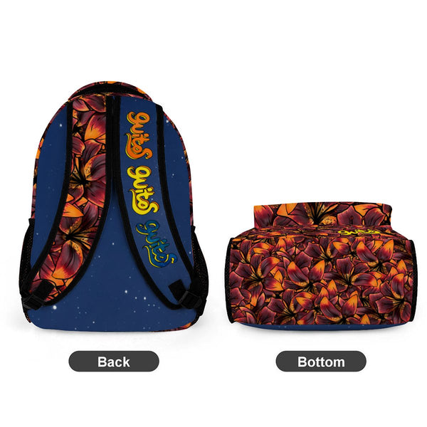 guitos™ Luna Midnight Floral Moon Backpack Kids Elementary Middle School School Bag Bookbag Starry Gecko Graphic (Blue)