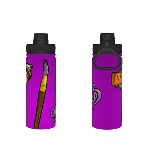 guitos™ Max Artist Paint Palette Sports Insulated Water Bottle Elementary Middle School Foldable Handle Hinge Cap (Purple)