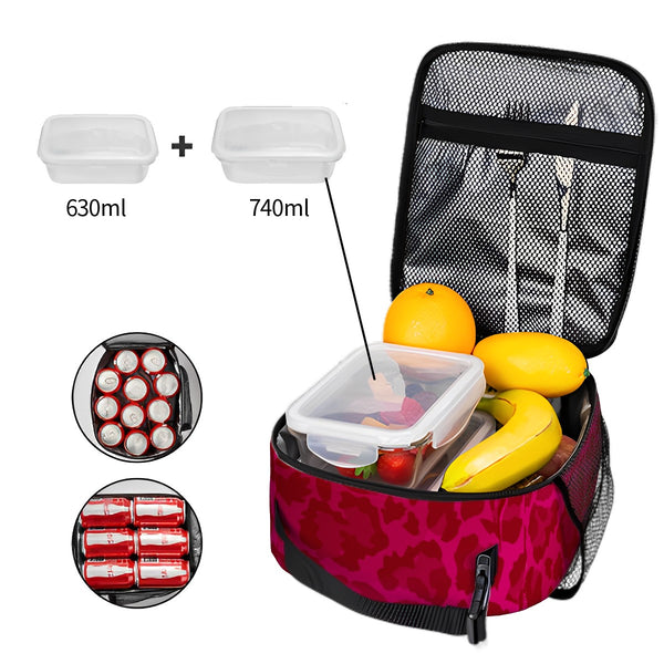 guitos™ Cherry Lollipop Insulated Lunch Bag Kids Elementary School Lunch Box Leopard Print Animal Print Gecko Graphic (Red/Pink)