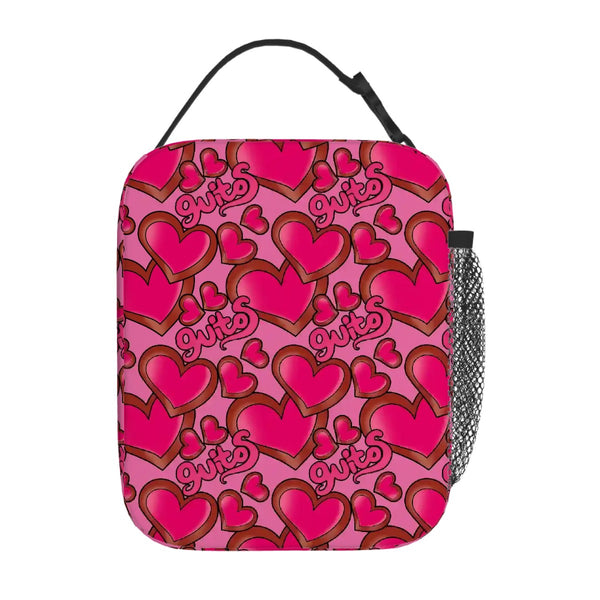 guitos™ Joyride Big Hearts Insulated Lunch Bag Kids Elementary School Lunch Box (Pink/Red)