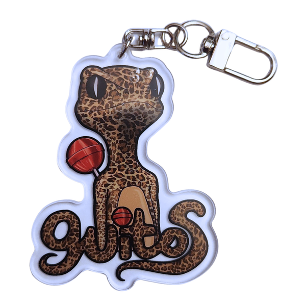 guitos™ Cherry Leopard Gecko Die-Cut Acrylic Backpack Keychain