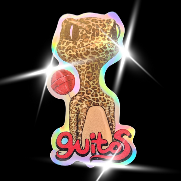 Guitos Gecko Cherry: Holographic Glossy Sticker