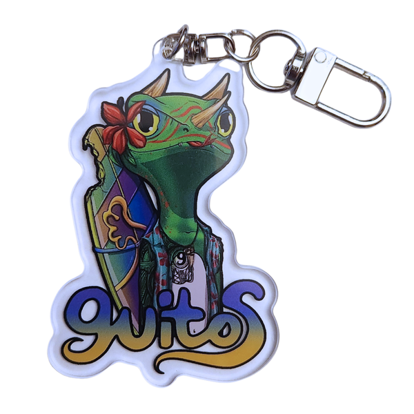 guitos™ Nalu Surf Gecko Die-Cut Acrylic Backpack Keychain
