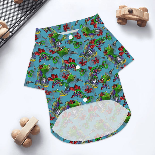 guitos Nalu Pet Dog Hawaiian Shirt Tropical Surf Gecko Summer Beach Attire