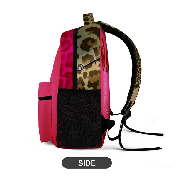 guitos™ Cherry Lollipop Backpack Kids Elementary Middle School Bag Bookbag Leopard Print Animal Print Gecko Graphic (Red/Pink)