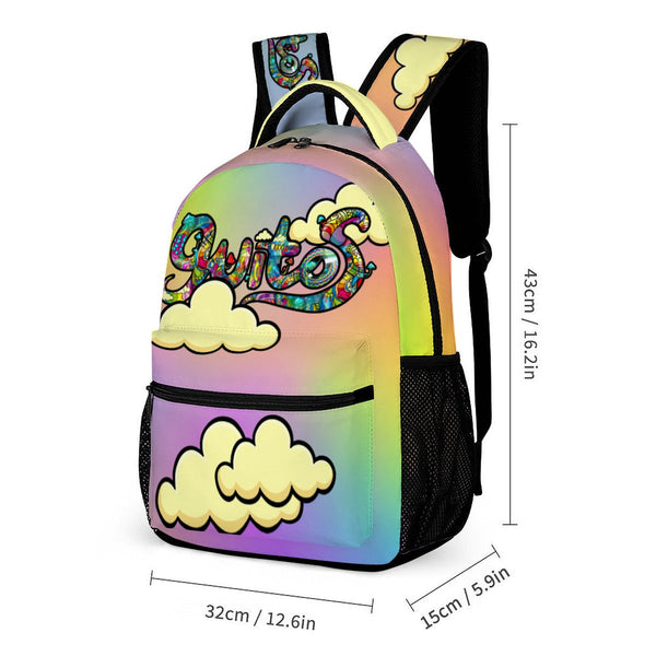 guitos™ Joyride Pop Art Clouds Backpack Kids Elementary Middle School School Bag Bookbag Gecko Graphic (Pastel Rainbow)