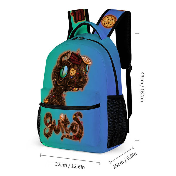 guitos™ Stash Chocolate Cookie Candy Sweets Gecko Kids Elementary Middle School Backpack Bookbag (Teal/Blue)