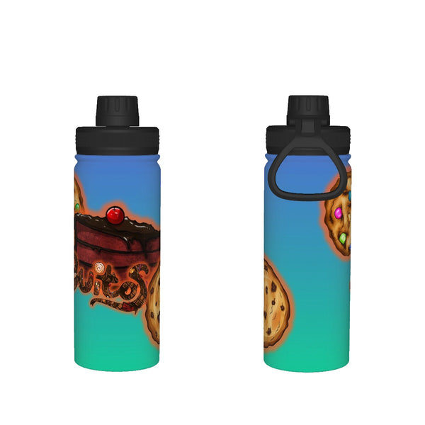 guitos™ Stash Chocolate Cake Sweets Sports Insulated Water Bottle Elementary Middle School Foldable Handle Hinge Cap (Teal/Blue)