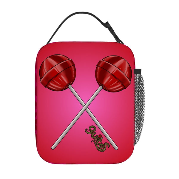 guitos™ Cherry Lollipop Insulated Lunch Bag Kids Elementary School Lunch Box Leopard Print Animal Print Gecko Graphic (Red/Pink)