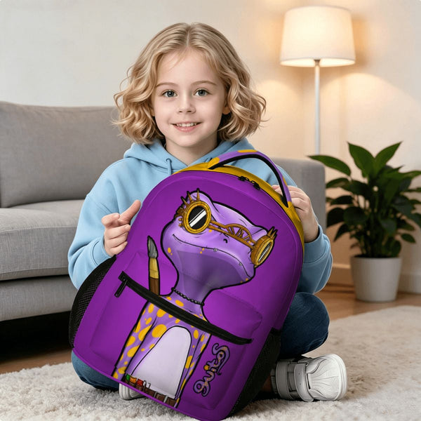 guitos™ Max Artist Paint Palette Gecko Kids Elementary Middle School Backpack Bookbag (Purple/Yellow)