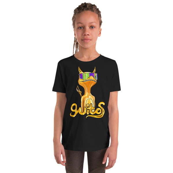 Guitos Gecko Goldan: Youth Unisex T-Shirt - Gold Logo - With Goldan