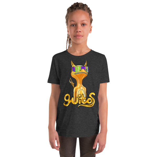 Guitos Gecko Goldan: Youth Unisex T-Shirt - Gold Logo - With Goldan