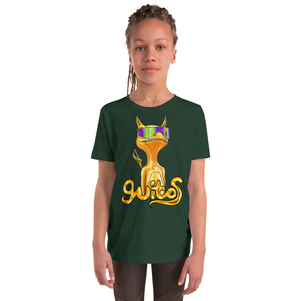 Guitos Gecko Goldan: Youth Unisex T-Shirt - Gold Logo - With Goldan