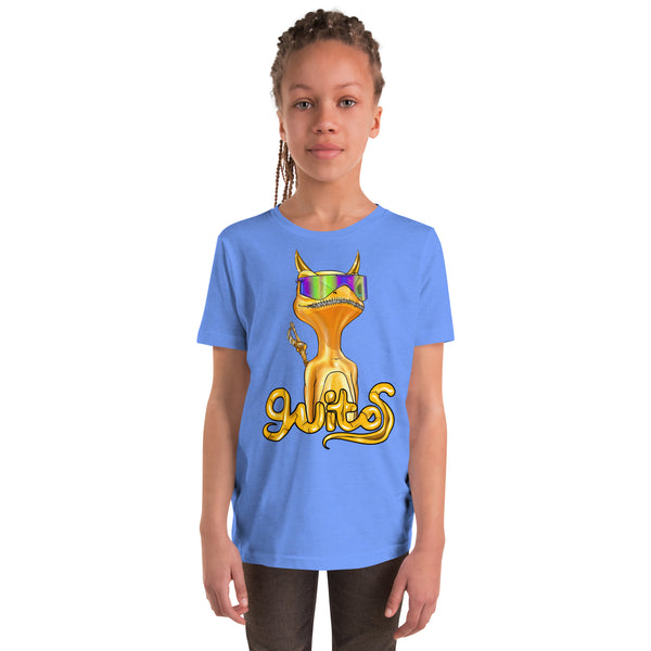 Guitos Gecko Goldan: Youth Unisex T-Shirt - Gold Logo - With Goldan