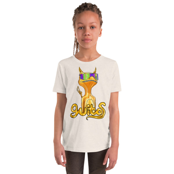Guitos Gecko Goldan: Youth Unisex T-Shirt - Gold Logo - With Goldan