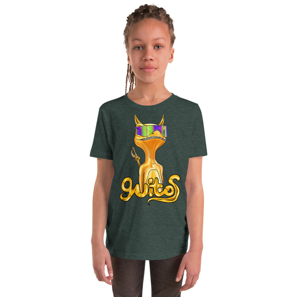 Guitos Gecko Goldan: Youth Unisex T-Shirt - Gold Logo - With Goldan