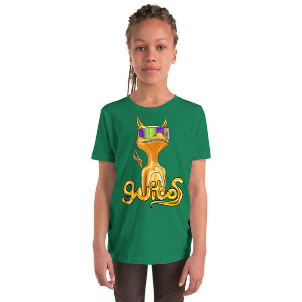 Guitos Gecko Goldan: Youth Unisex T-Shirt - Gold Logo - With Goldan