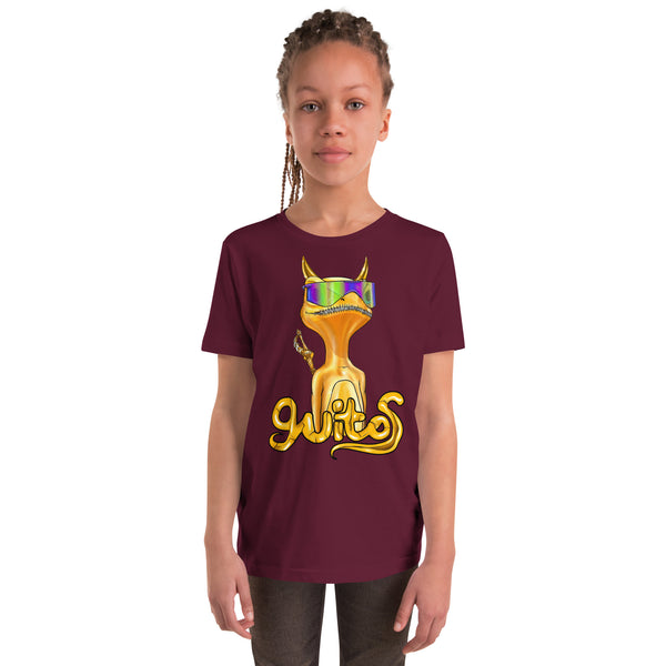 Guitos Gecko Goldan: Youth Unisex T-Shirt - Gold Logo - With Goldan