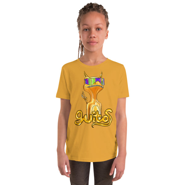 Guitos Gecko Goldan: Youth Unisex T-Shirt - Gold Logo - With Goldan