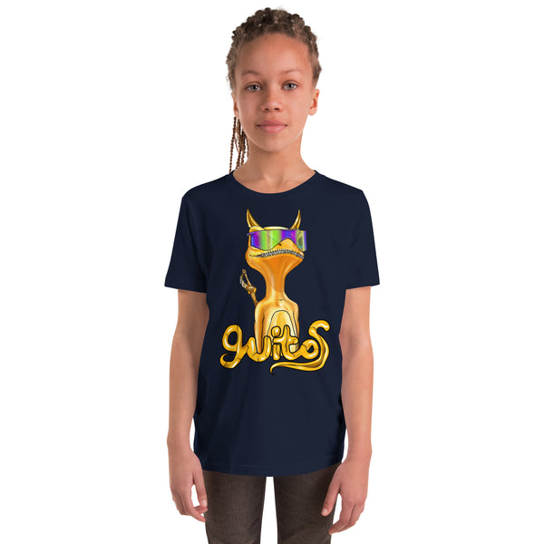 Guitos Gecko Goldan: Youth Unisex T-Shirt - Gold Logo - With Goldan