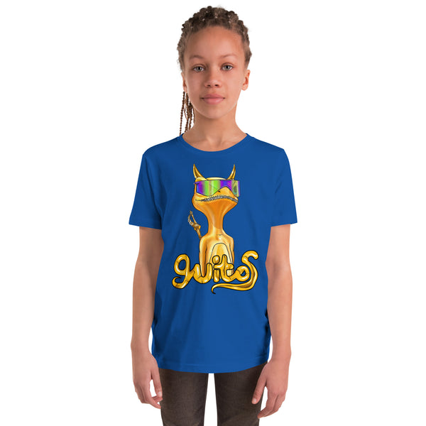 Guitos Gecko Goldan: Youth Unisex T-Shirt - Gold Logo - With Goldan