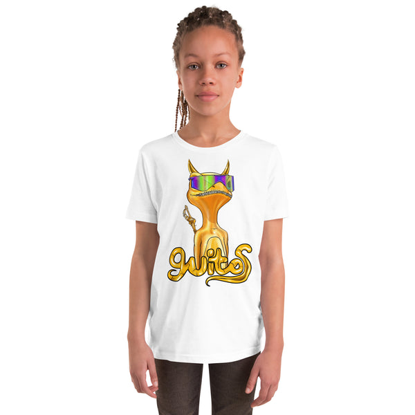 Guitos Gecko Goldan: Youth Unisex T-Shirt - Gold Logo - With Goldan
