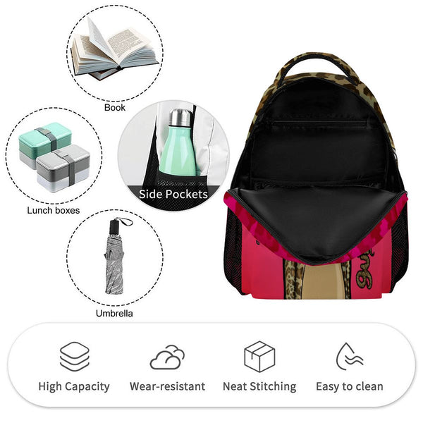 guitos™ Cherry Lollipop Backpack Kids Elementary Middle School Bag Bookbag Leopard Print Animal Print Gecko Graphic (Red/Pink)