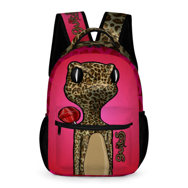 guitos™ Cherry Lollipop Backpack Kids Elementary Middle School Bag Bookbag Leopard Print Animal Print Gecko Graphic (Red/Pink)