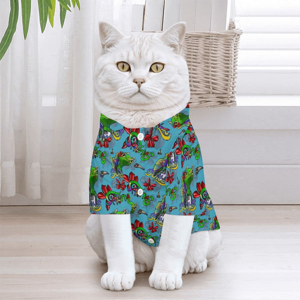 guitos Nalu Pet Dog Hawaiian Shirt Tropical Surf Gecko Summer Beach Attire