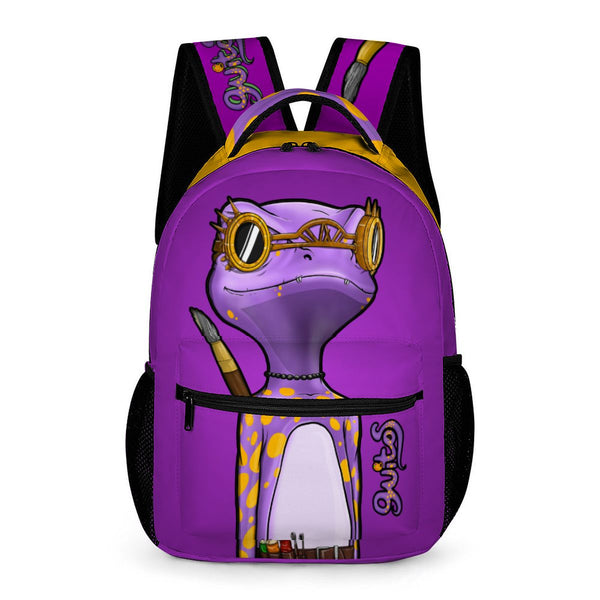 guitos™ Max Artist Paint Palette Gecko Kids Elementary Middle School Backpack Bookbag (Purple/Yellow)