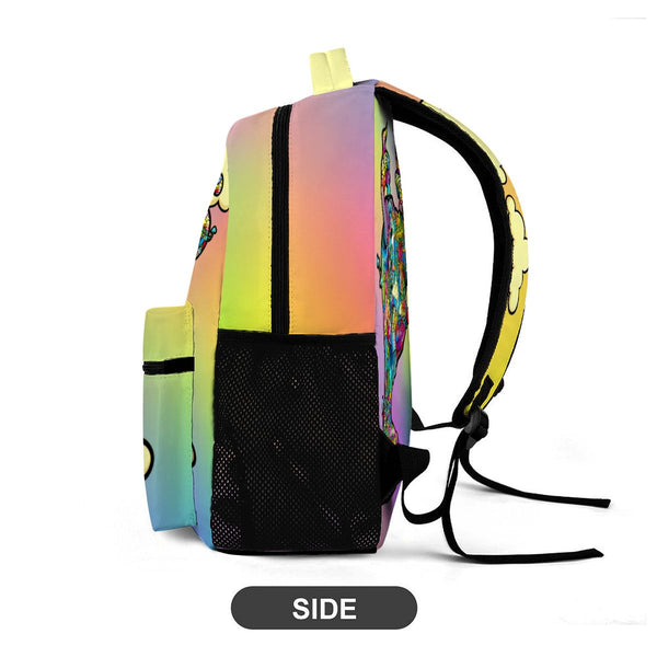 guitos™ Joyride Pop Art Clouds Backpack Kids Elementary Middle School School Bag Bookbag Gecko Graphic (Pastel Rainbow)