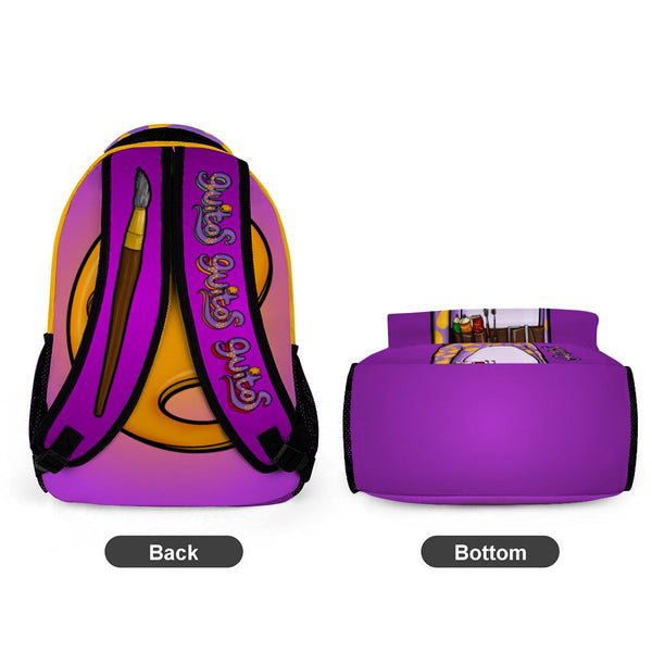 guitos™ Max Artist Paint Palette Gecko Kids Elementary Middle School Backpack Bookbag (Purple/Yellow)
