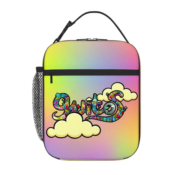 guitos™ Joyride Pop Art Clouds Kids Insulated Lunch Bag Elementary School Gecko Graphic Lunch Box (Pastel Rainbow)