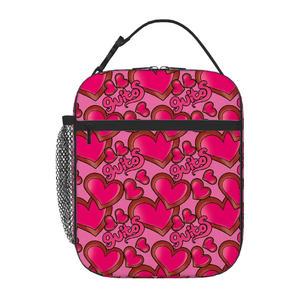 guitos™ Joyride Big Hearts Insulated Lunch Bag Kids Elementary School Lunch Box (Pink/Red)