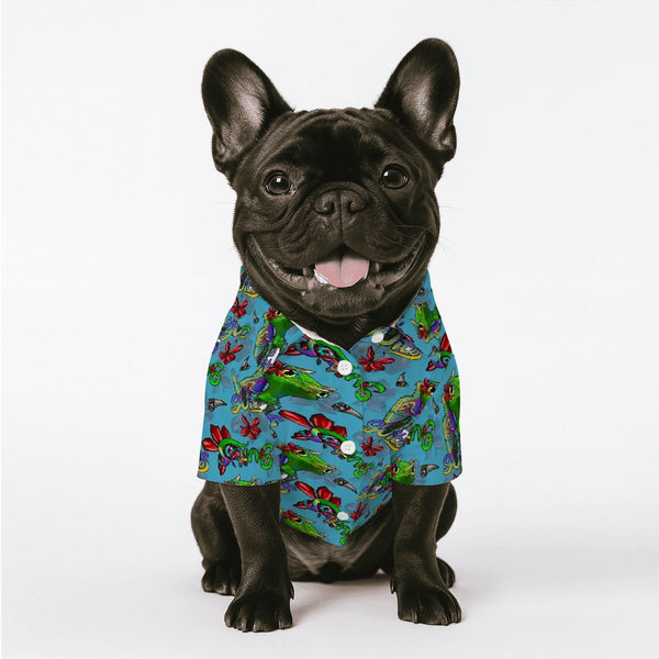guitos Nalu Pet Dog Hawaiian Shirt Tropical Surf Gecko Summer Beach Attire