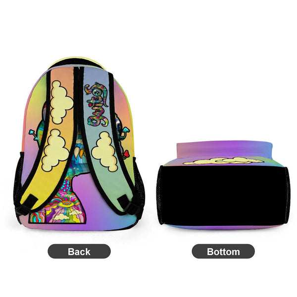 guitos™ Joyride Pop Art Clouds Backpack Kids Elementary Middle School School Bag Bookbag Gecko Graphic (Pastel Rainbow)
