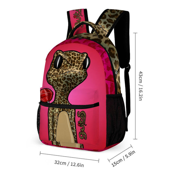 guitos™ Cherry Lollipop Backpack Kids Elementary Middle School Bag Bookbag Leopard Print Animal Print Gecko Graphic (Red/Pink)