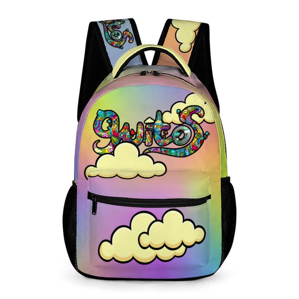 guitos™ Joyride Pop Art Clouds Backpack Kids Elementary Middle School School Bag Bookbag Gecko Graphic (Pastel Rainbow)