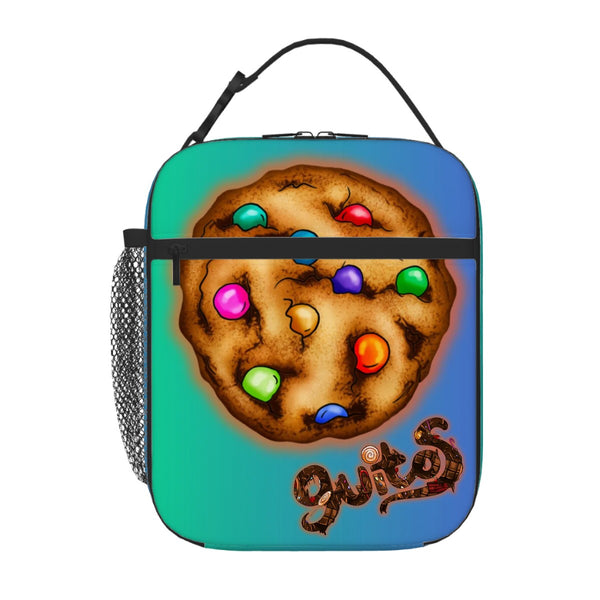guitos™ Stash Chocolate Cookie Candy Sweets Gecko Kids Elementary Middle School Insulated Lunch Bag Box (Teal/Blue)