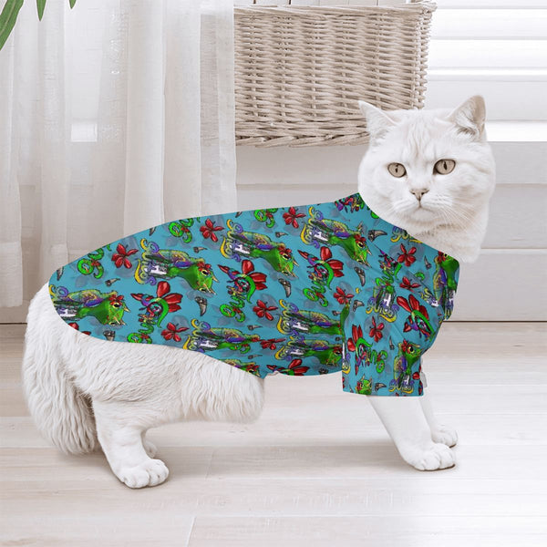 guitos Nalu Pet Dog Hawaiian Shirt Tropical Surf Gecko Summer Beach Attire