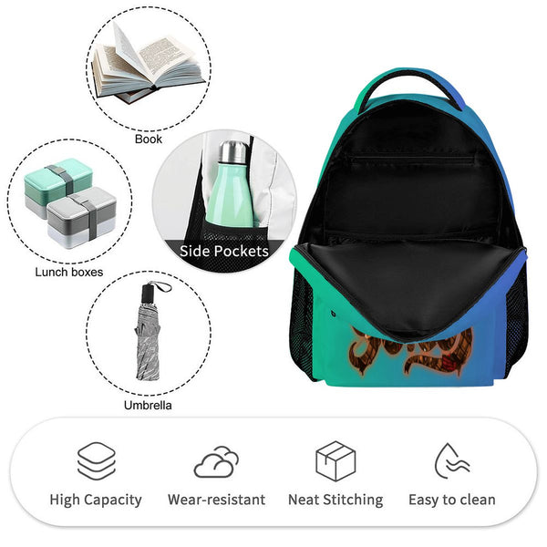 guitos™ Stash Chocolate Cookie Candy Sweets Gecko Kids Elementary Middle School Backpack Bookbag (Teal/Blue)