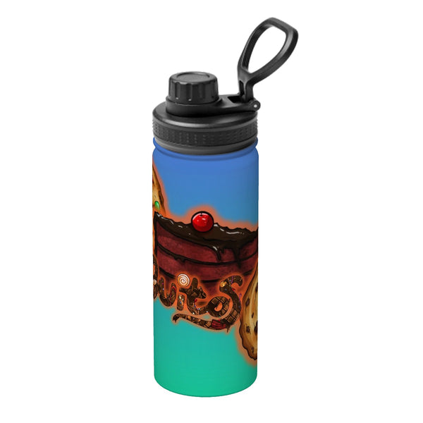 guitos™ Stash Chocolate Cake Sweets Sports Insulated Water Bottle Elementary Middle School Foldable Handle Hinge Cap (Teal/Blue)