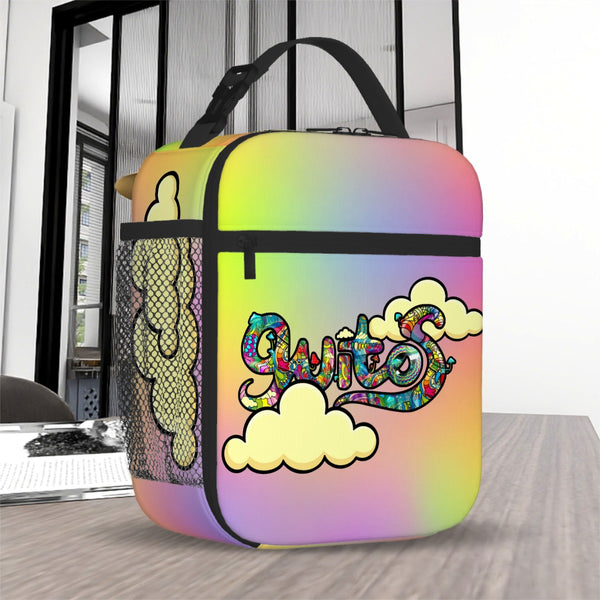 guitos™ Joyride Pop Art Clouds Kids Insulated Lunch Bag Elementary School Gecko Graphic Lunch Box (Pastel Rainbow)
