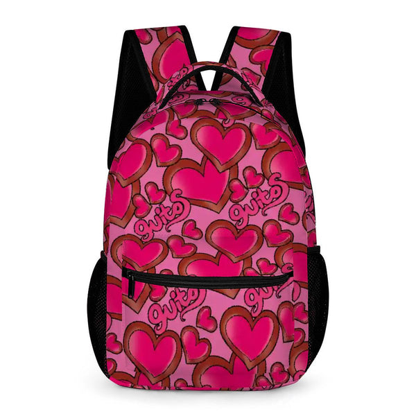 guitos™ Joyride Big Hearts Backpack Kids Elementary Middle School School Bag Bookbag Gecko Graphic (Pink/Red)