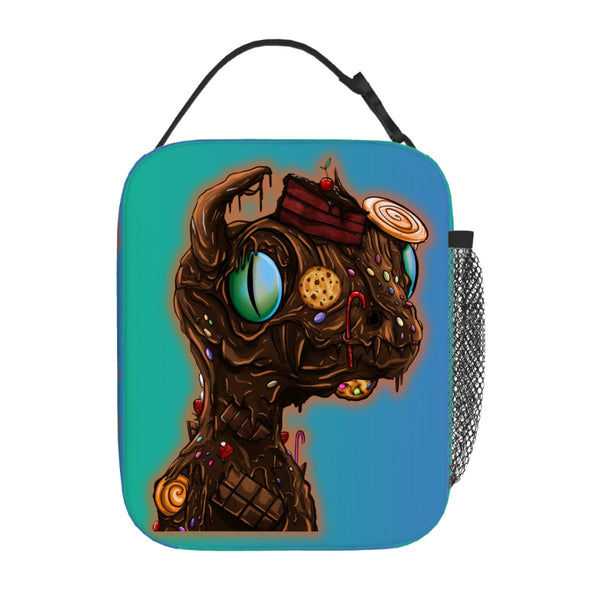 guitos™ Stash Chocolate Cookie Candy Sweets Gecko Kids Elementary Middle School Insulated Lunch Bag Box (Teal/Blue)