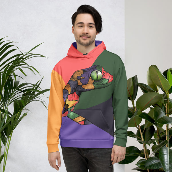 guitos™ Marble Mosaic Gecko Multi-Color Pullover Hoodie (GRP95™)